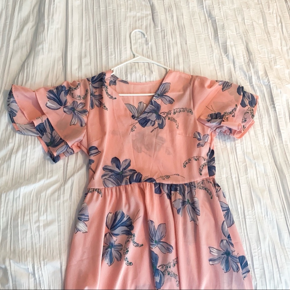 Baby pink floral maxi dress